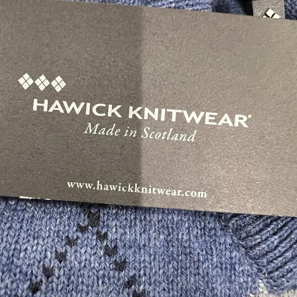 Hawick Knitwear‎ 100% Pure New Wool V-Neck Argyle Sweater Mens L Brown Blue NEW